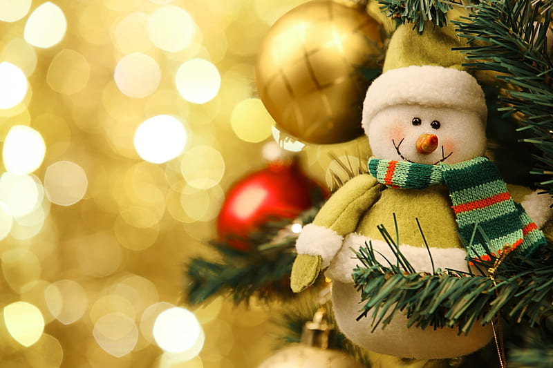 christmas snowman, snowman, christmas, decorations, bouble, HD wallpaper