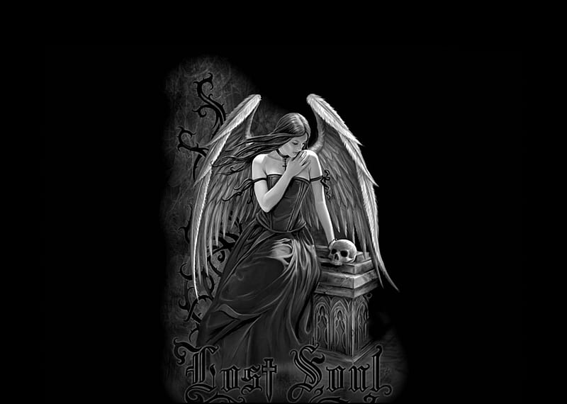 Gothic soul, black, angel, dark, witch, HD wallpaper