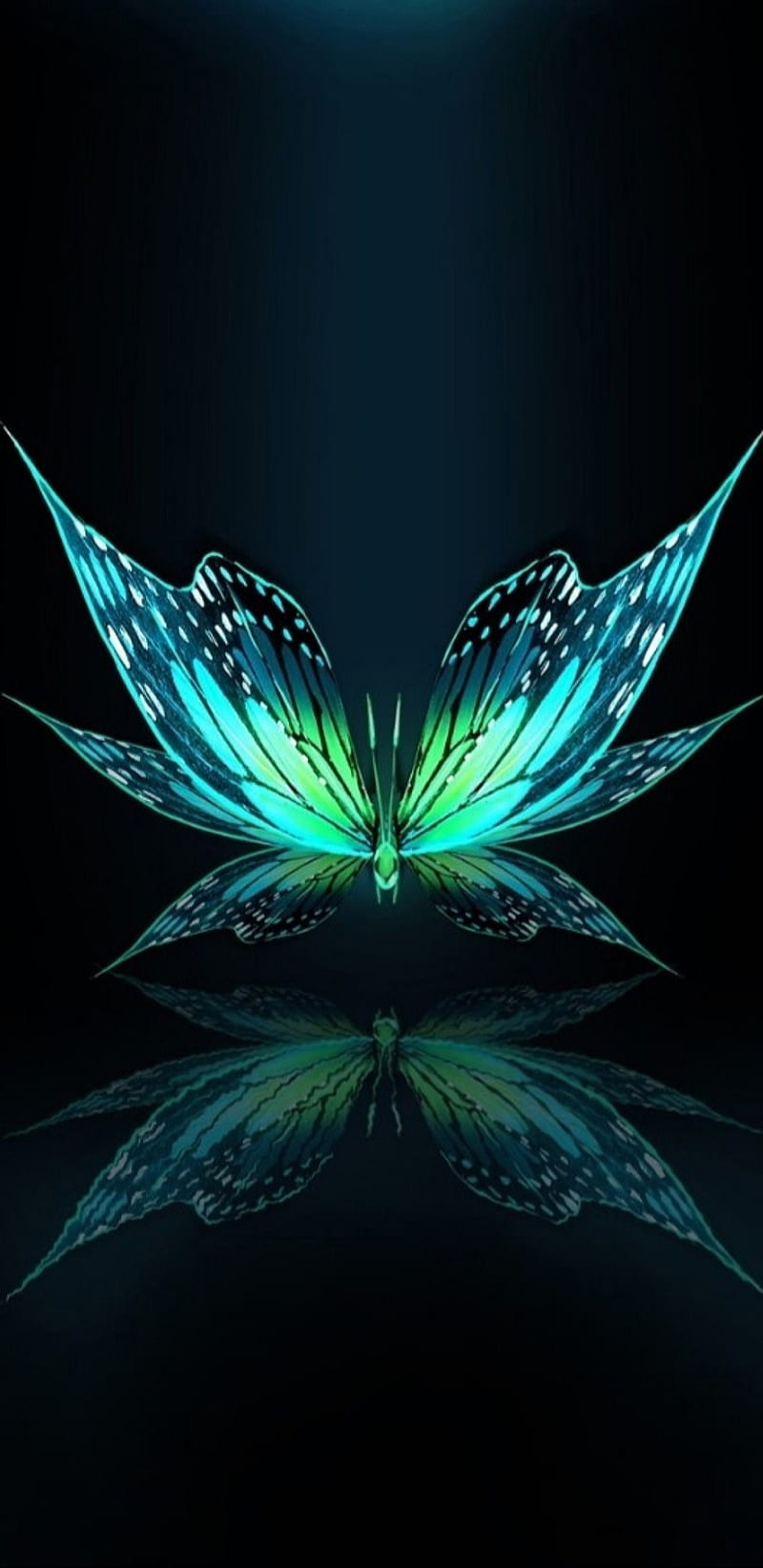 Glowing Flutter, bonito, butterfly, glow, green, HD phone wallpaper
