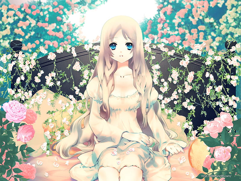 Anime Girl Flowers Garden 4K Wallpaper iPhone HD Phone #6901k