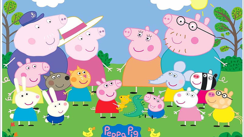 grandpa pig granny pig daddy pig mummy pig peppa pig rebecca rabbit zaza zebra anime, HD wallpaper