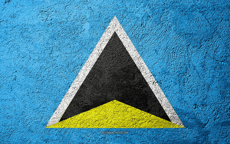 Flag of Saint Lucia, concrete texture, stone background, Saint Lucia flag, North America, Saint Lucia, flags on stone, HD wallpaper