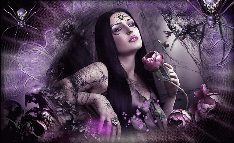Gothic Beauty, art, pretty, fantasy, purple, girl, gothic, woman, HD wallpaper