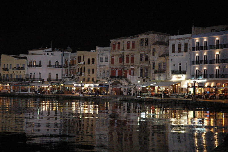 old harbor, Chania, venetian harbor, Crete, HD wallpaper