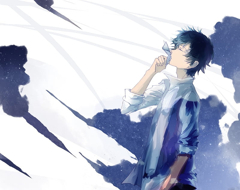 stay white, boy, anime, magic, white, imagine, blue, HD wallpaper