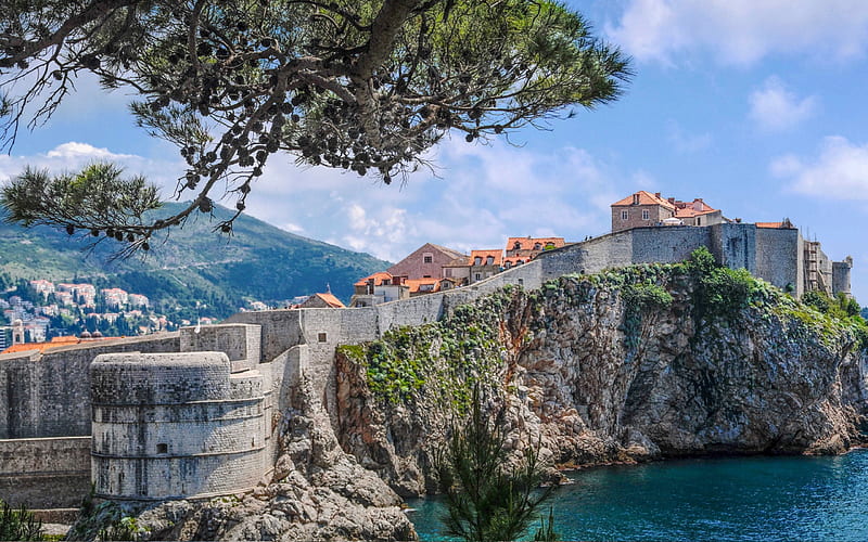 Dubrovnik, summer, Adriatic sea, coast, travel to Croatia, Dubrovnik cityscape, Croatia, HD wallpaper