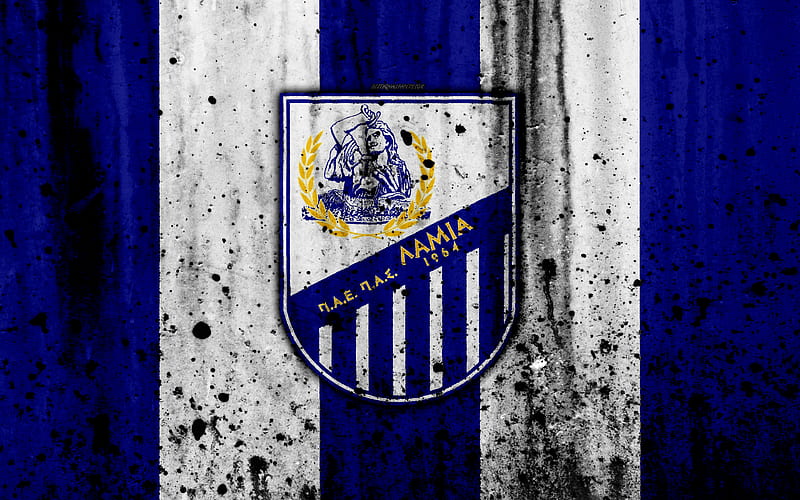 PAS Lamia 1964 Greece Super Leagueu, grunge, stone textre, Lamia FC logo, emblem, Greek football club, Lamia, Greece, HD wallpaper
