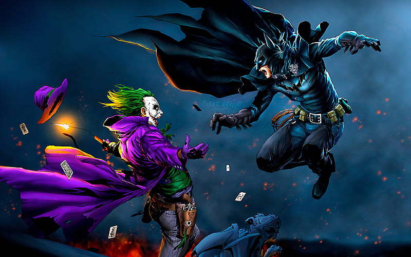 Batman vs Joker, battle, superheroe vs anti-hero, Joker, Batman, HD wallpaper