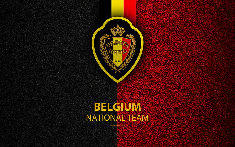 Belgium national football team leather texture, emblem, logo, football, Belgium, Europe, HD wallpaper