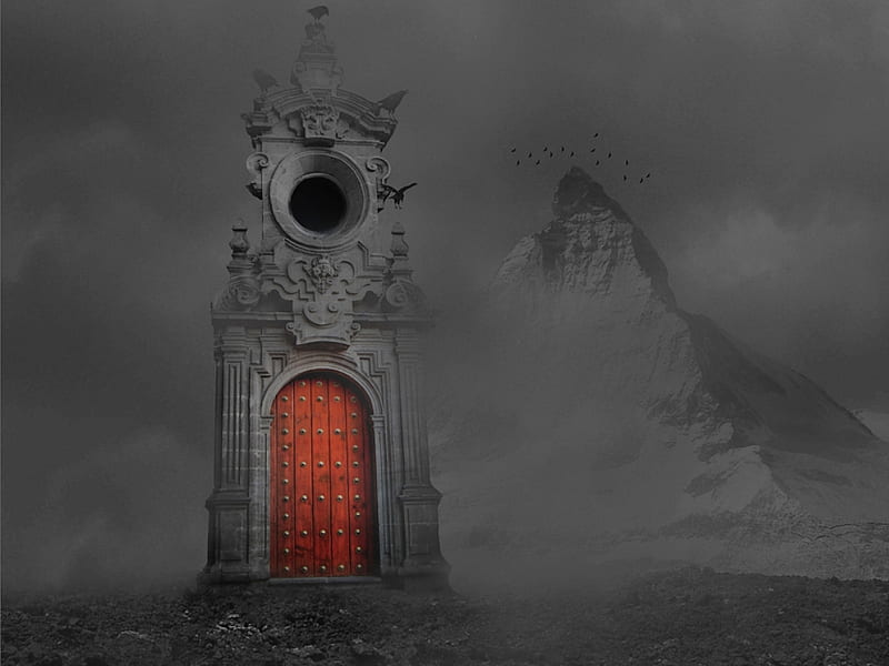 gothic horror gate, gate, red, gothic, horror, HD wallpaper