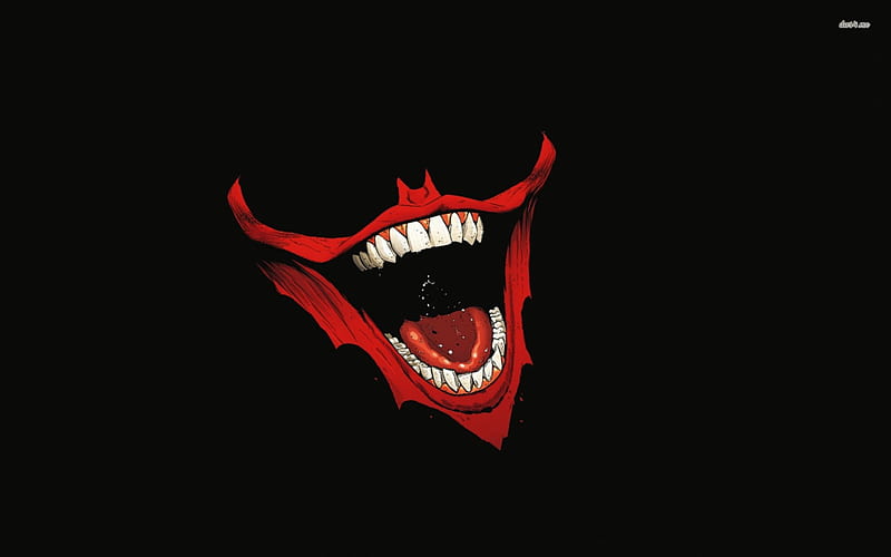 The Joke-R, red, bloody, joker, scary, black, smile, teeth, HD wallpaper