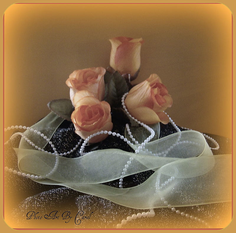 Roses And Pearls Still Life Bouquet Veil Ribbon Pearls Roses Pink HD Wallpaper Peakpx