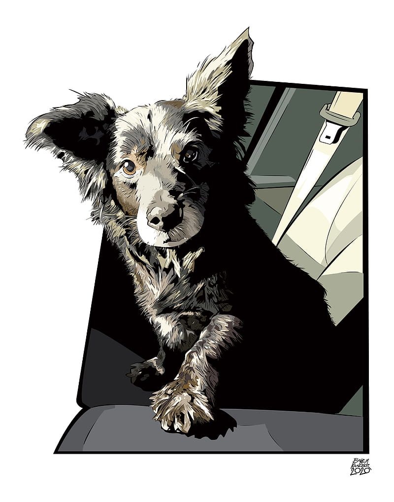 Blake M. Kandzer, dog, digital painting, digital art, pet, artwork, brown  eyes, HD phone wallpaper | Peakpx