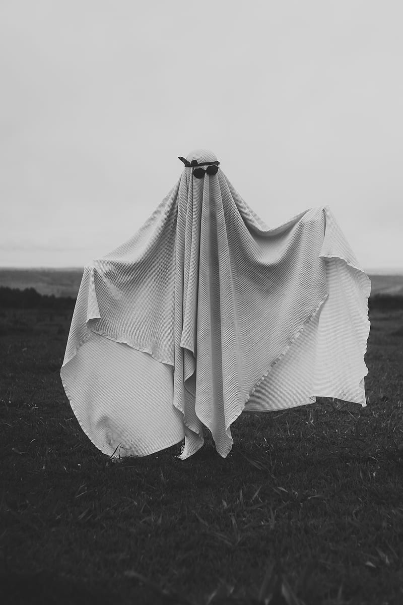 ghost, sheet, glasses, black and white, halloween, HD phone wallpaper