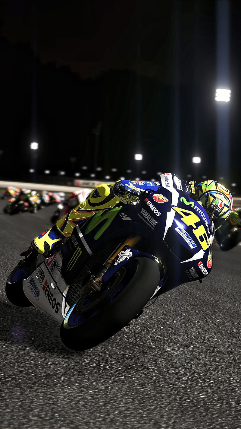 Valentino Rossi 6, autos, bike, cornering, motor, motorcycle, night, racing, road, HD phone wallpaper