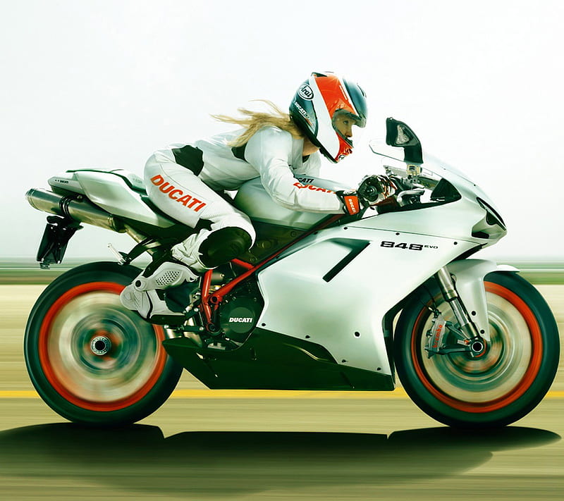 Ducati, chaser, girl, motorbike, speed, HD wallpaper
