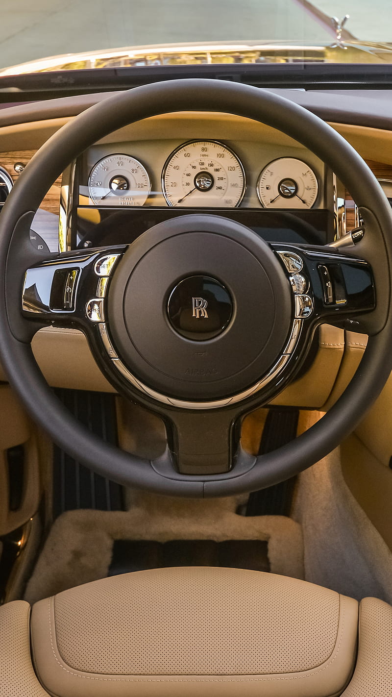 Rolls Royce Steering , rolls royce, car, inside car, rolls royce interior, HD phone wallpaper