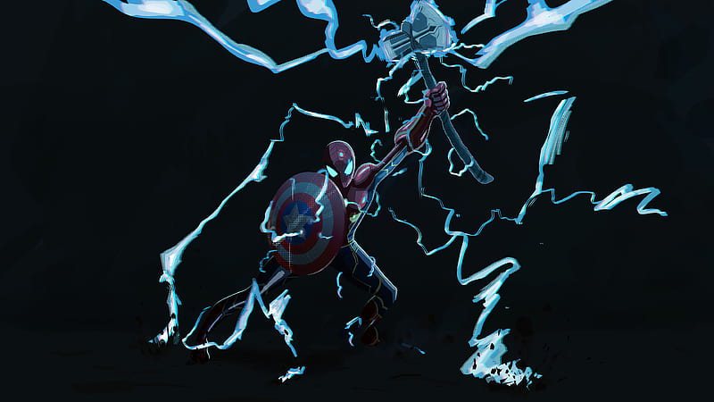Spiderman Thor Hammer , spiderman, superheroes, artist, artwork, digital-art, artstation, HD wallpaper
