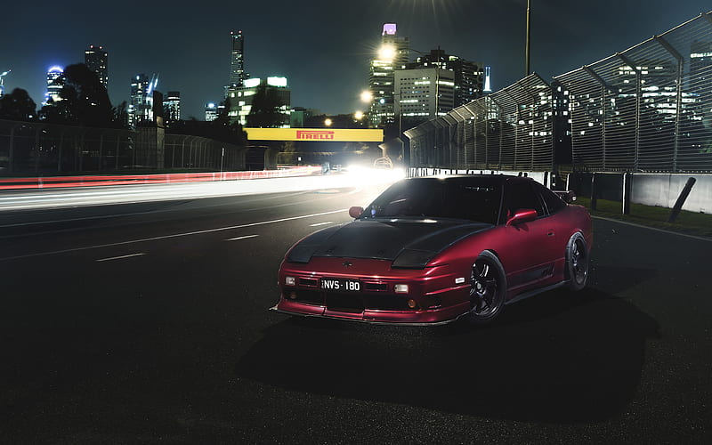 Nissan 180SX tuning, 1993 cars, drift cars, S13, japanese cars, Nissan, red 180SX, HD wallpaper