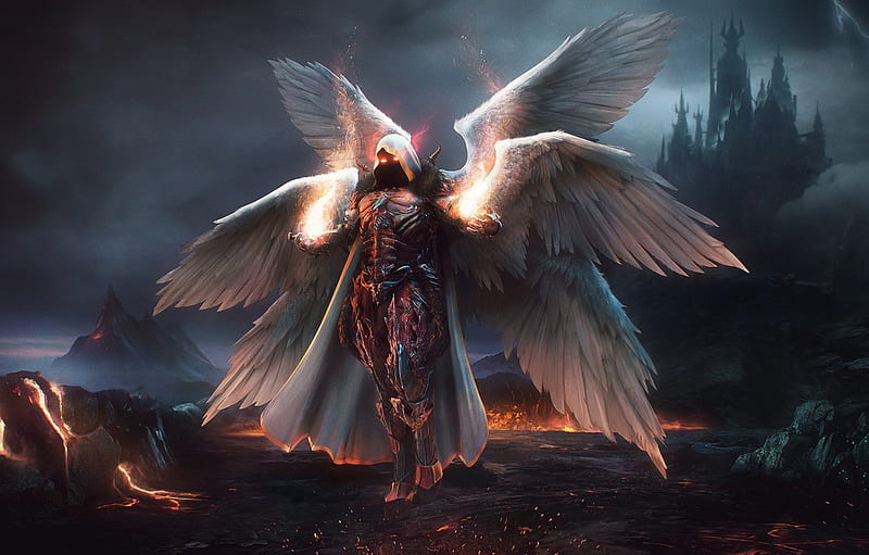 wings, angel, dark, armor, armor, wings, angel, Seraphim, seraphim for , section фантастика, HD wallpaper