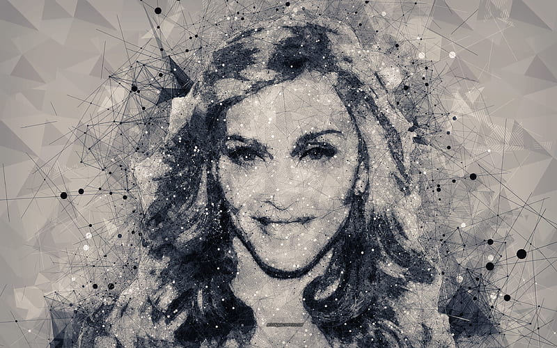 Madonna American singer, creative geometric portrait, face, creative art, Madonna Louise Ciccone, HD wallpaper