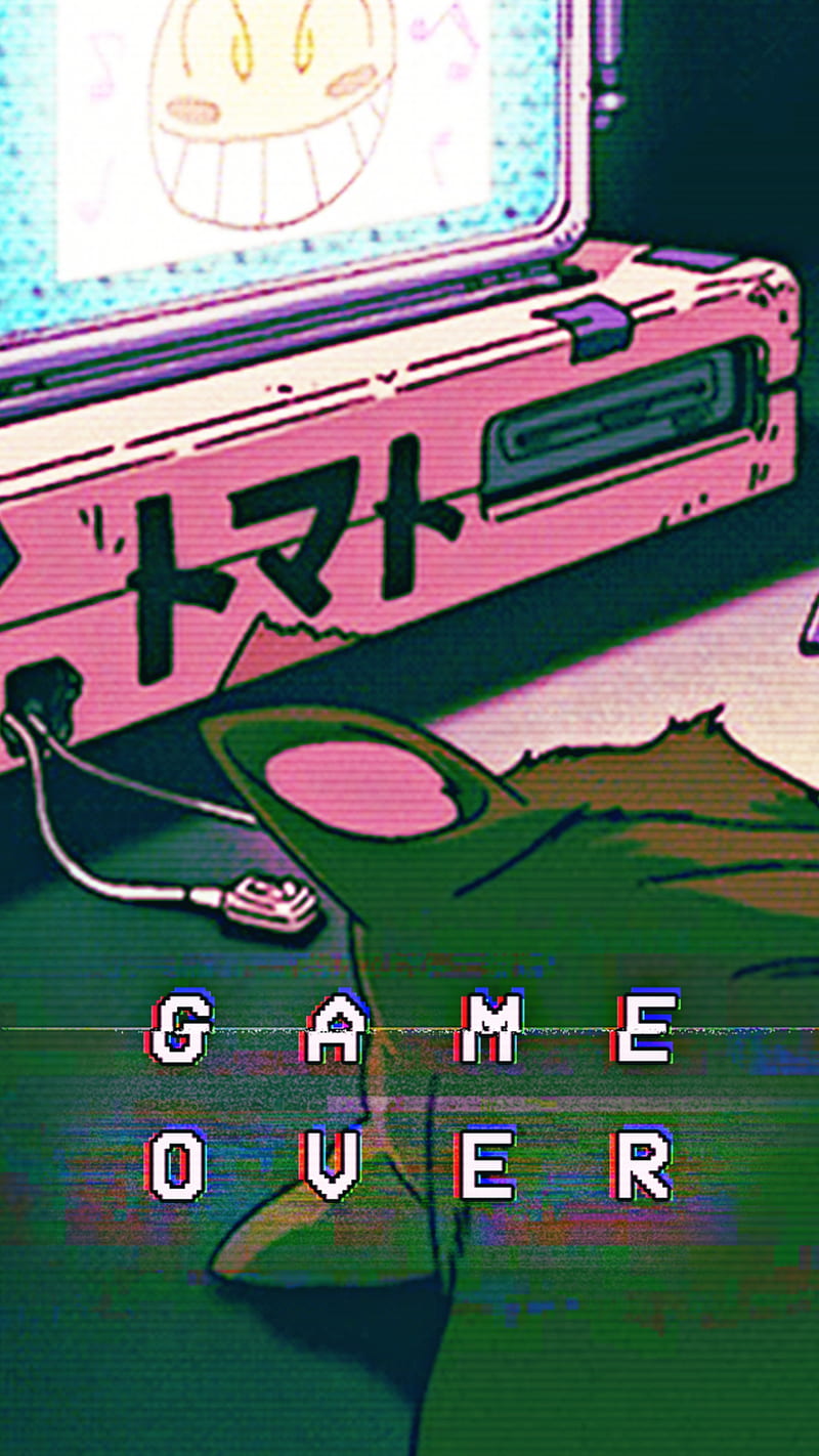 Game over, aesthetic, anime, cat, console, draw, gameover, vaporweave, videogame, videogiochi, HD phone wallpaper