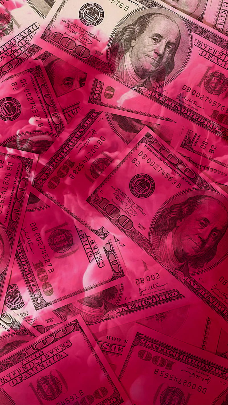 Download A Woman In A Pink Mask With Money Flying Around Her Wallpaper   Wallpaperscom