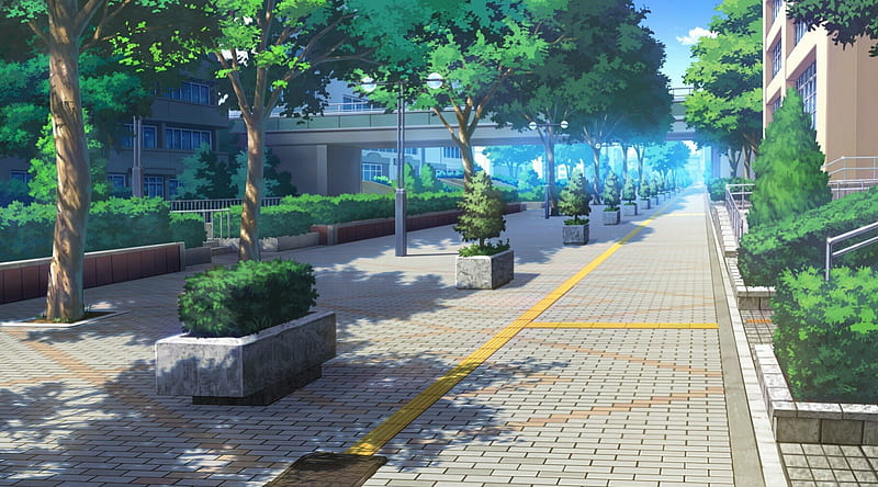 anime style tokyo street landscape with a man running toward the end of  image | Wallpapers.ai
