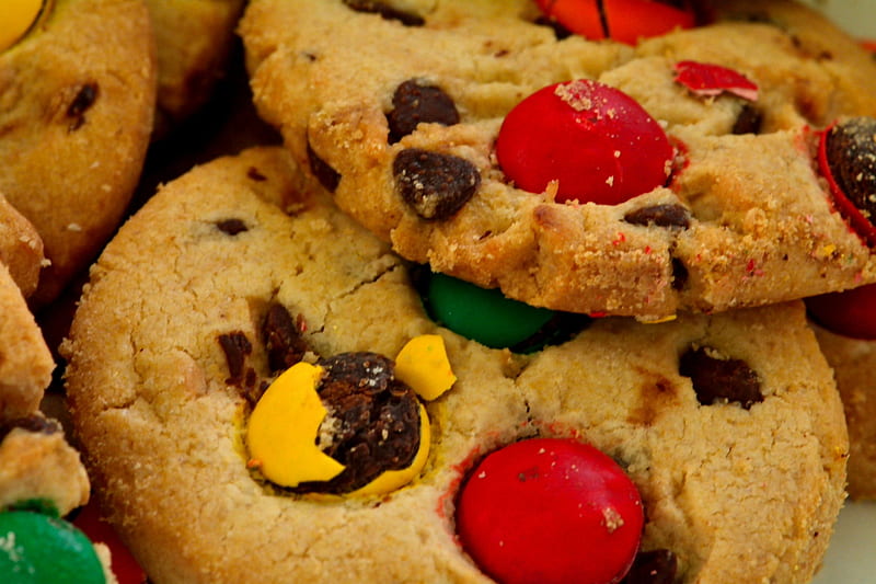 Chocolate Chip Cookies, cookies, m ms, chocolate chip, HD wallpaper