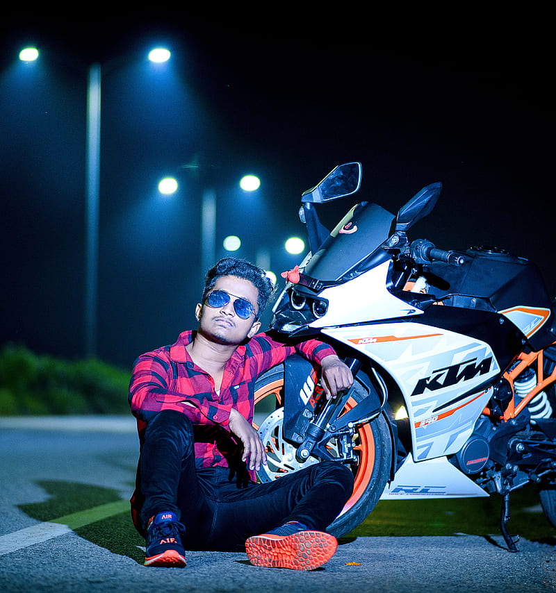 Stylish Men's Photoshoot Poses with a KTM Bike