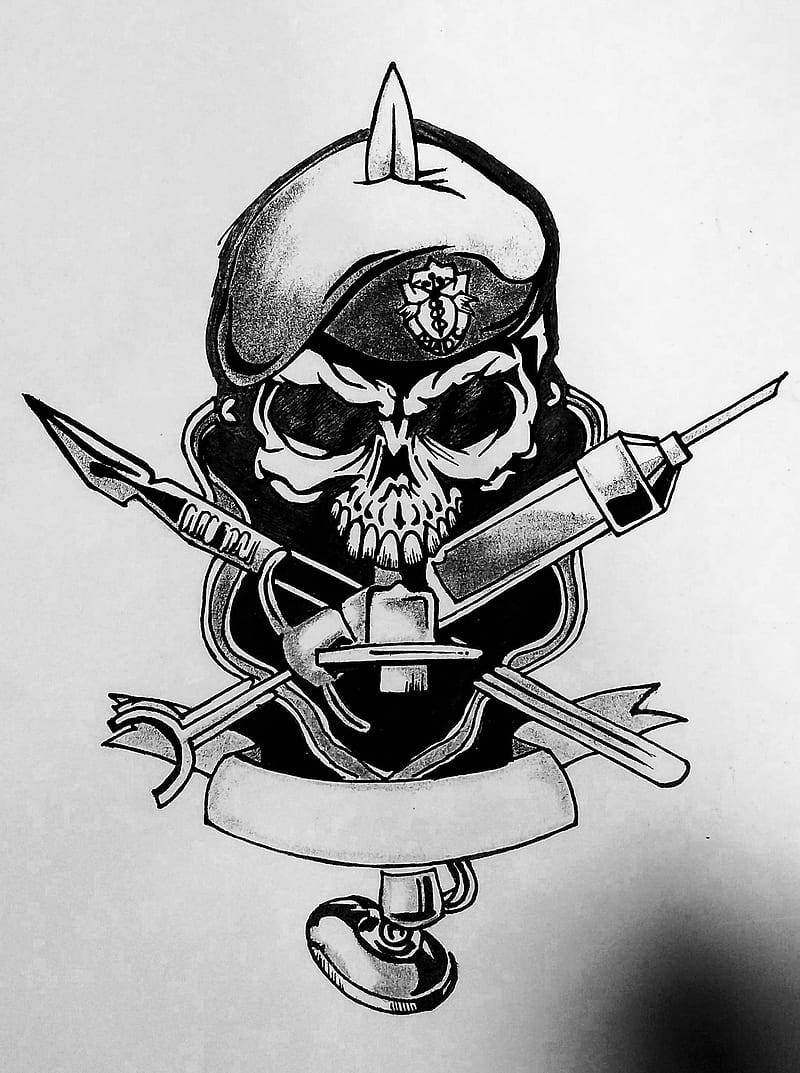 Skeleton logo, blade, medical logo, skull, surgeon, surgery, syringe, troizeans, HD phone wallpaper