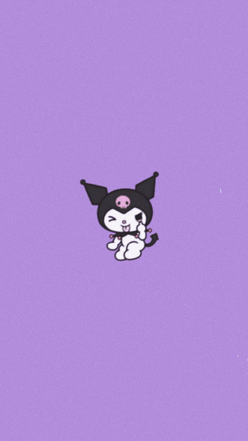 Kuromi, cute black, dark, hello kitty, my melody, purple, sanrio, HD phone wallpaper