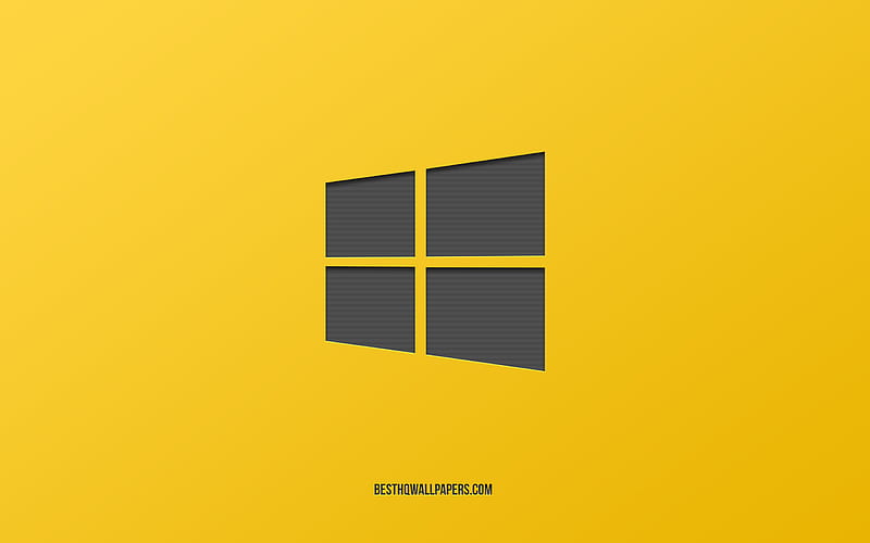 Windows 10, emblem, yellow background, creative logo, Windows logo, HD wallpaper