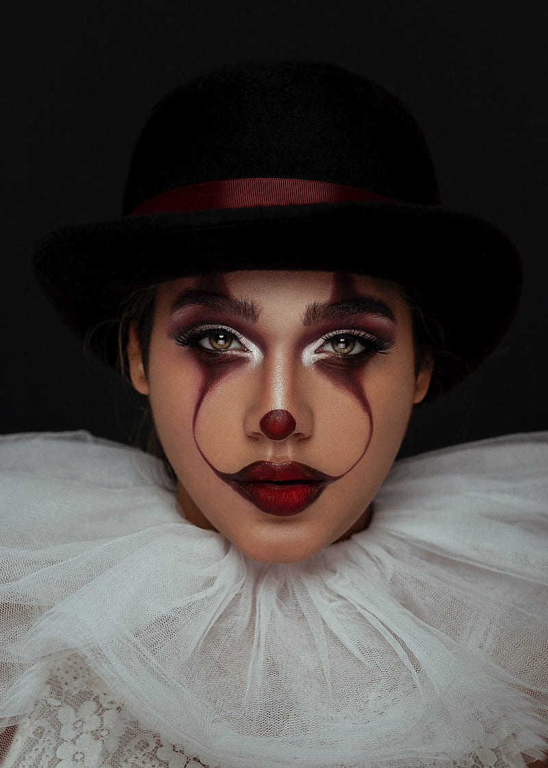 girl, clown, face, paint, makeup, HD phone wallpaper