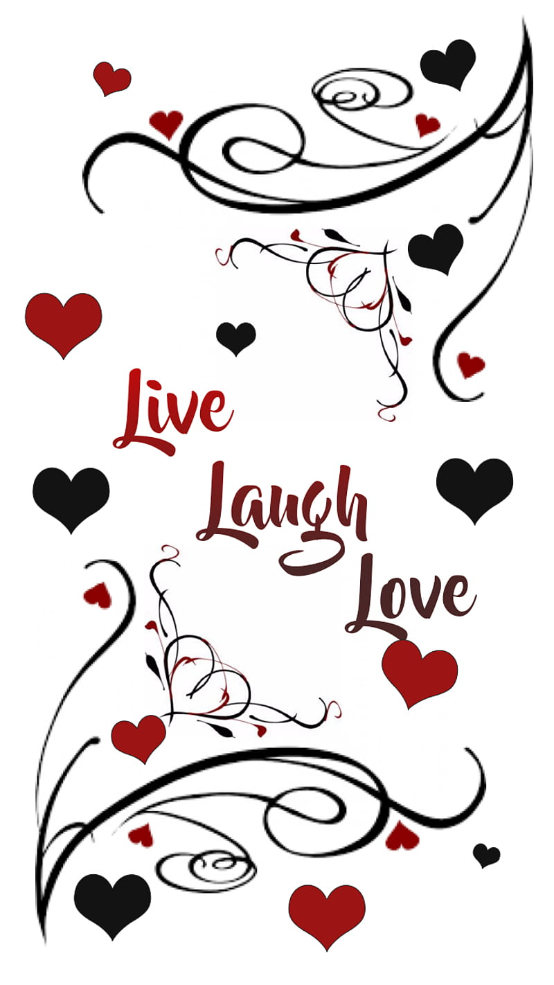 Live Laugh Love black heart red HD phone wallpaper  Peakpx