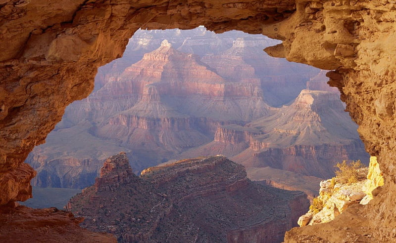 Natural Canyon Arch, Grand Canyon, Arizona, sun, rock, arizona, layers, canyon, mountain, opening, daylight, arch, day, nature, HD wallpaper