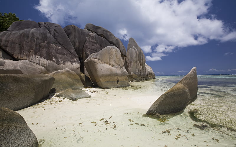 Dream like Rocks, rock, ocean, bonito, sky, clouds, formations, sand, beaches, nature, blue, HD wallpaper Dream like Rocks, rock, ocean, bonito, sky, clouds, formations, sand, beaches, nature, blue, HD wallpaper
