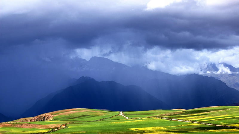 Beautiful natural colors in cuzco peru, colors, fields, clouds ...