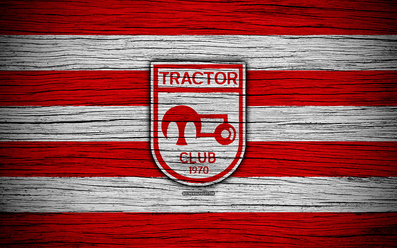 Tractor Sazi FC, logo, Persian Gulf Pro League, soccer, Iranian football club, Iran, Tractor Sazi, football, wooden texture, FC Tractor Sazi, HD wallpaper