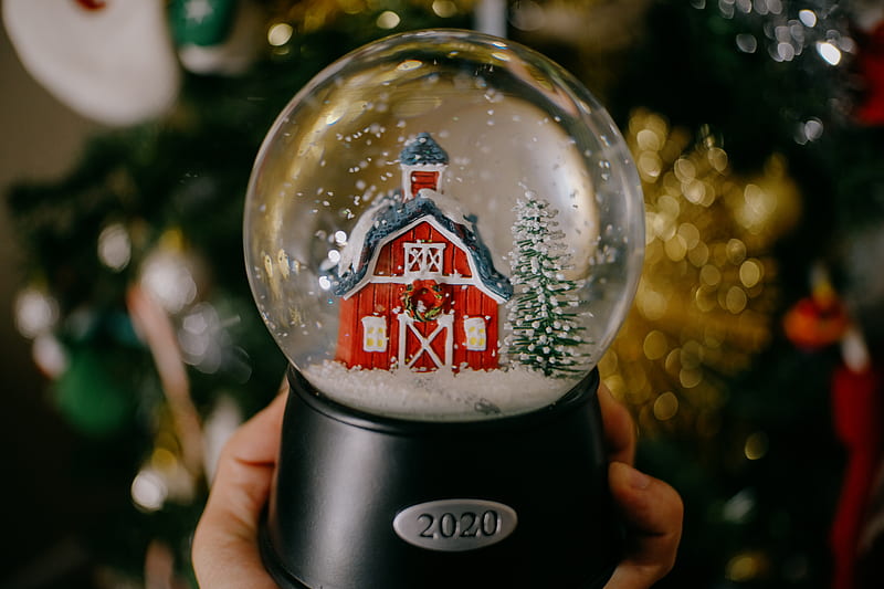 person holding black and red snow globe, HD wallpaper