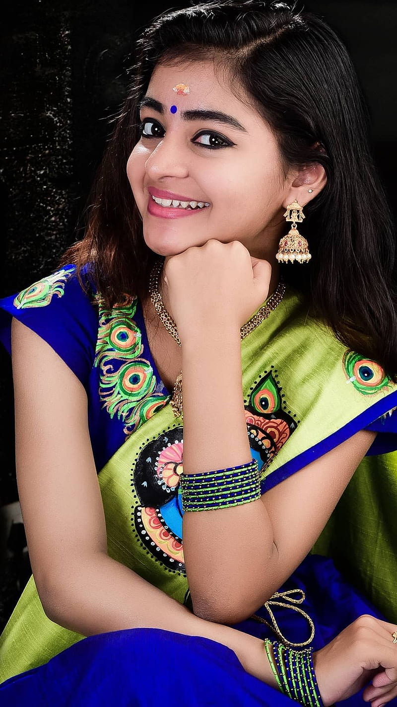 Manasa , mallu model, cute, saree addiction, HD phone wallpaper