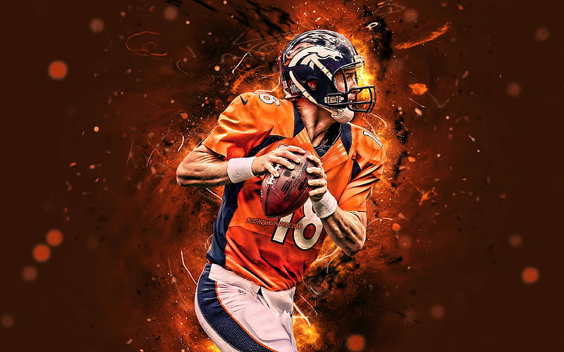 Peyton Manning wide receiver, Denver Broncos, american football, NFL, Peyton Williams Manning, National Football League, neon lights, creative, HD wallpaper