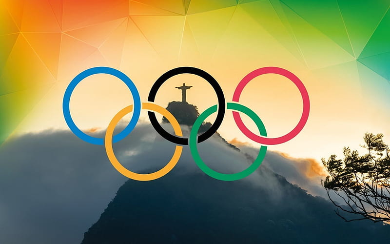 brazil, rio 2016, olympic rings, olympics 2016, statue of christ, HD wallpaper