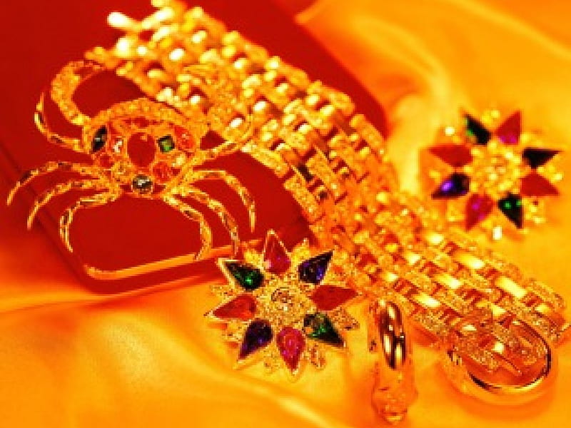 Sparkling Jewelry, gold, star jewels, crab, jewelry, HD wallpaper | Peakpx