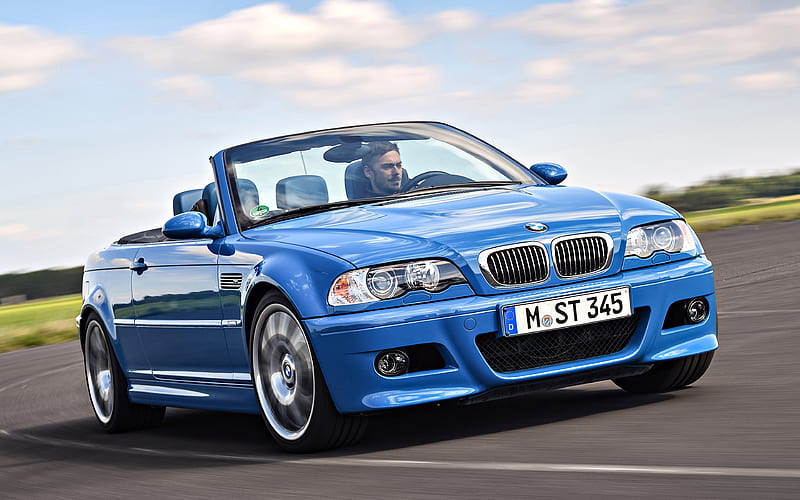 BMW M3 Convertible, e46 road, cabriolets, blue BMW M3, BMW, HD wallpaper