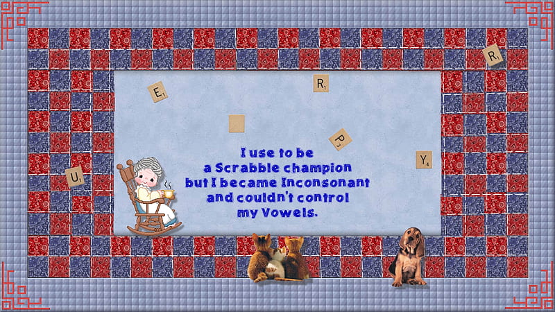 scrabbled, text, quilt, cats, dog, HD wallpaper