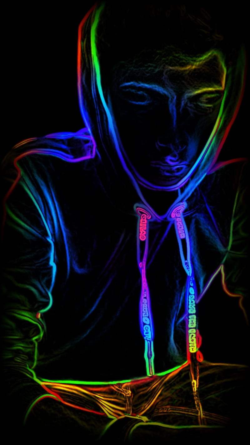 Neon boy, aesthetic, black, black, colourful, cool, deep, neonboy, neon, HD phone wallpaper