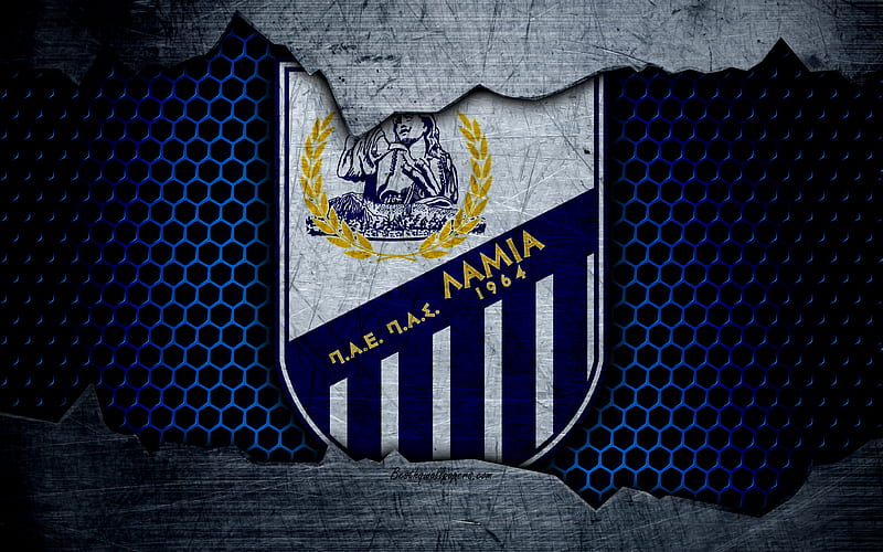 Lamia logo, Greek Super League, soccer, football club, Greece, PAS Lamia, grunge, metal texture, Lamia FC, HD wallpaper