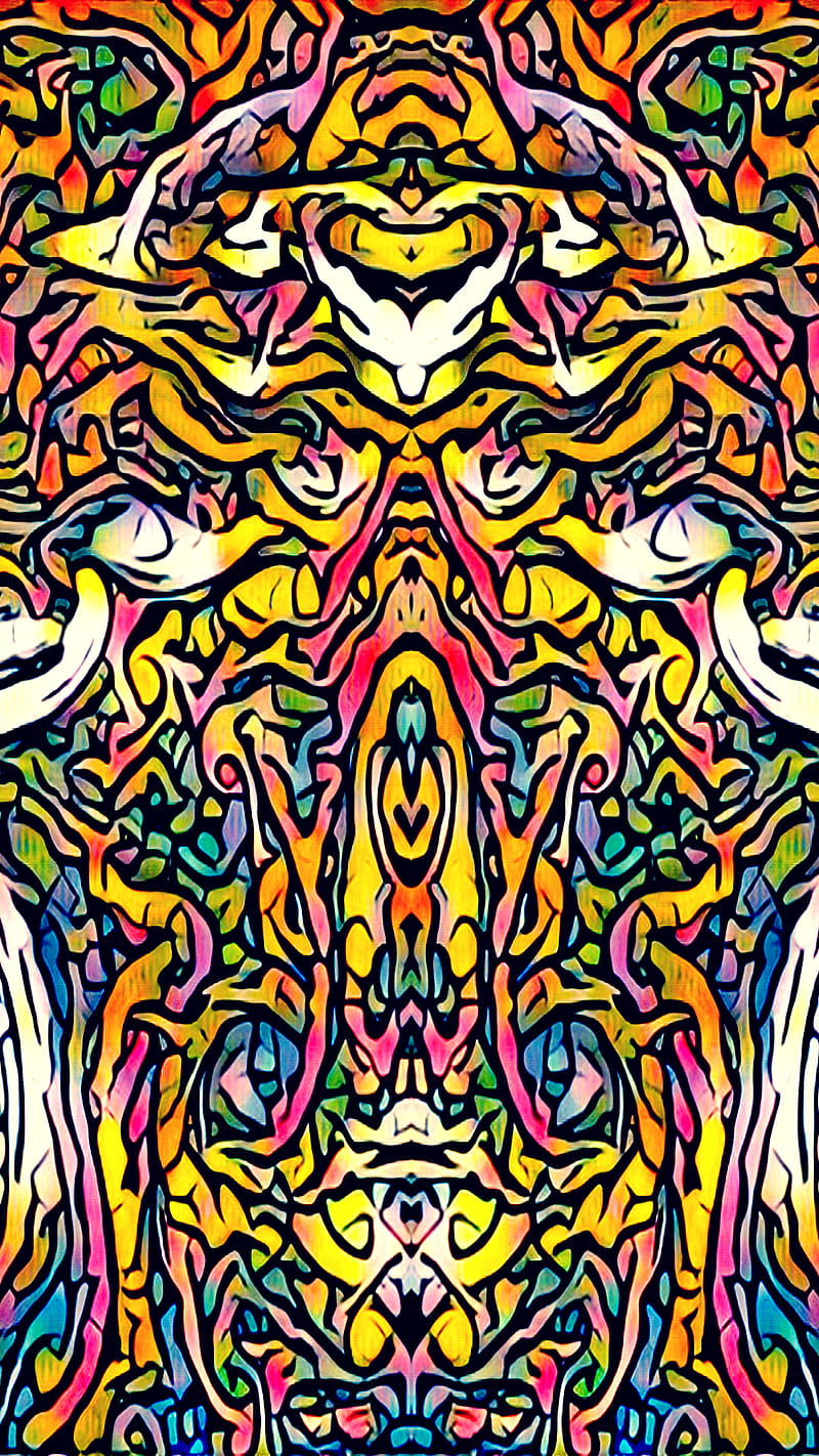 Tribal Glass, abstract, blue, orange, pastel, pattern, patterns, pink, purple, yellow, HD phone wallpaper