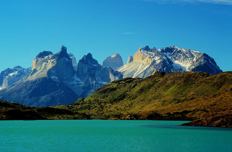 Torres del Paine National park,Chile, Lake, Mountains, Forest, Rocks, HD wallpaper